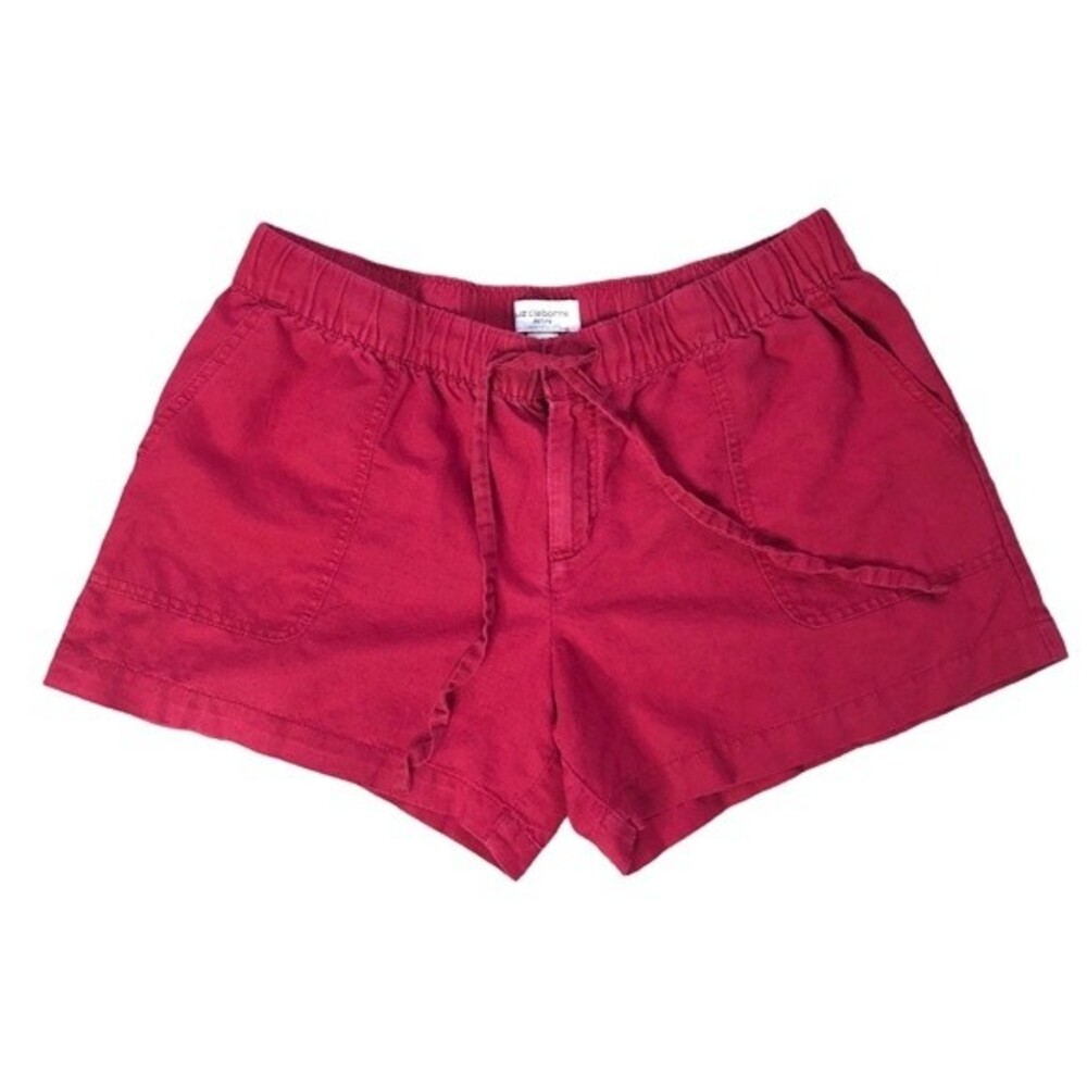 Liz Claiborne Petite Red Linen Blend Drawstring Shorts